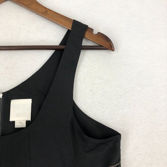 Line & Dot Women's Size Medium Black Chain Detail Sleeveless Crepe Blouse - Picture 3 of 11